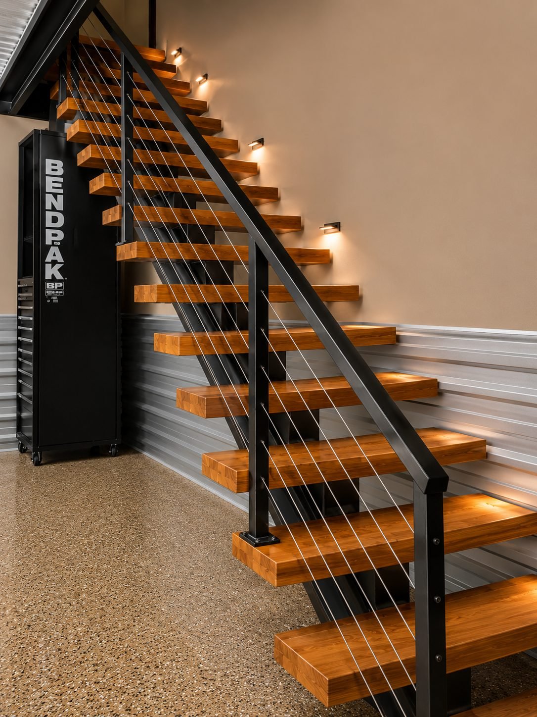Custom fabricated steel railings and staircase